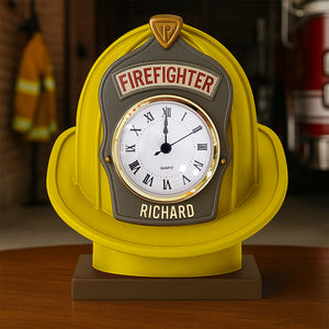 Firefighter Helmet Desk Clock Plaque - Personalized Gifts For Firefighter 03toqn280525 - Clock Plaques - GoDuckee