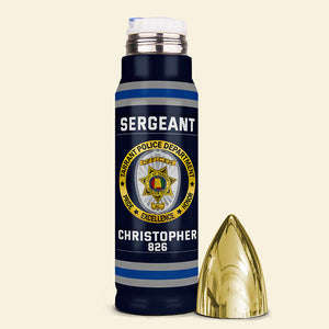 Police Bullet Tumbler With Department Logo - Custom Police Station Patches Gifts For Police With Name, Number Tag 01qhqn121224 - Tumbler Cup - GoDuckee