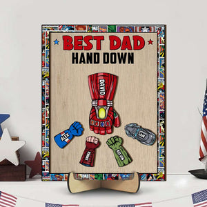 Personalized Gifts For Dad Wood Sign Best Dad Hand Down 02HUHN220224HA - Wood Signs - GoDuckee