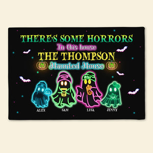 Personalized Halloween Gifts For Family Neon Doormat, Horrors In This House 01KAMH230824 - Doormat - GoDuckee