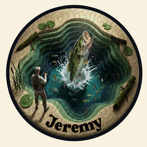 Personalized Gifts For Fishing Lovers, Fish Quilted Round Mat 02hyta061025 - Doormat - GoDuckee