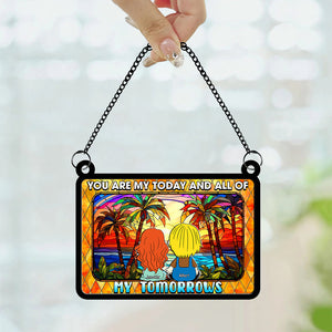 Personalized Gifts For Couple Suncatcher Ornament Holding Hand Cartoon Couple 02KAQN301224HG - Ornament - GoDuckee