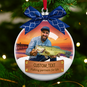 Custom Photo Gifts For Fishing Lovers Christmas Ornament 01hydt051125 - Ornament - GoDuckee