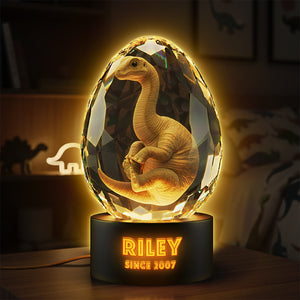 Cute Dino In Glass Egg Light Box - Personalized Gift For Dinosaur Lovers 04HYTA111225 - Light Box - GoDuckee
