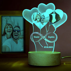Anniversary Gifts For Couple, Personalized Led Night Light Wood Base, Valentine's Day Gifts - Led Night Light - GoDuckee