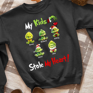 My Grandkids Stole My Heart, Gift For Family, Personalized Shirt, Green Kids Shirt, Christmas Gift 05HTHN311023 - Shirts - GoDuckee