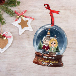 Celebrating Christmas Together, Couple Gift, Personalized Acrylic Ornament, Snowball Couple Ornament, Christmas Gift - Ornament - GoDuckee