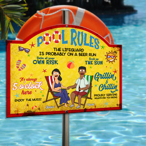 Personalized Gifts For Couples Metal Sign- Summer Pool Rules 01XQLU110225PA - Metal Signs - GoDuckee