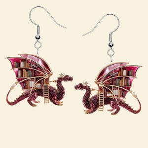 Mystical Dragon Book Acrylic Earrings- Personalized Gift For Book Lovers 02TGQN140625 - Earrings - GoDuckee