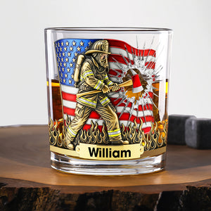 Patriotic Firefighter Drinking Glass – Personalized Gifts For Firefighter 04hyqn080925 - Whiskey Glass - GoDuckee