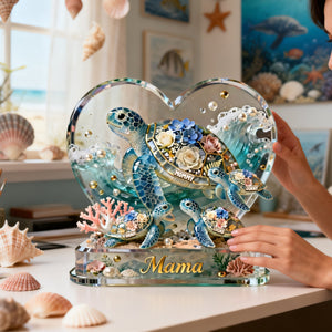 Forever Mama Turtle Acrylic Plaque - Personalized Gifts For Mom 05NATN270226 - Shaped Plaques - GoDuckee