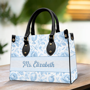 Classic Toile Pattern Leather Bag – Personalized Gifts For Teacher 03pgqn070725 - Leather Bag - GoDuckee