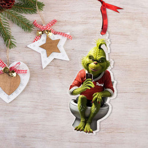 Funny Green Man On Toilet Personalized Acrylic Ornament 04QHHN271123 - Ornament - GoDuckee