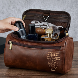 Cheeky Leather Toiletry Bag - Personalized Gift For Him, Husband, Boyfriend 07PGLU081225 - Toiletry Bag - GoDuckee