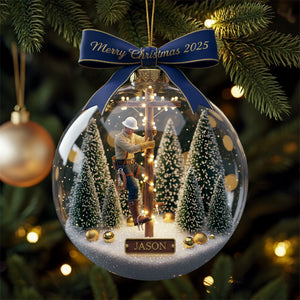 Honoring the Lineman Christmas Ornament Personalized Gifts For Lineman 02PGLU061025 - Ornament - GoDuckee