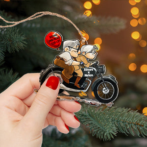 Fun Couple On Motorcycle Personalized Acrylic Ornament, Gift For Biker Couple 01QHPO131123 - Ornament - GoDuckee