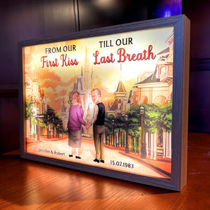 From Our First Kiss Till Our Last Breath-Personalized Light Picture Frame-Gift For Him/ Gift For Her- Old Couple Light Picture Frame - Poster & Canvas - GoDuckee