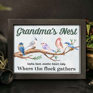 Grandma's Nest, Where The Flock Gathers, Personalized Canvas Print, Grandma's Cute Litter Birds, Gift For Grandma - Poster & Canvas - GoDuckee