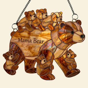 Mama Bear Suncatcher - Personalized Gifts For Mother's Day Suncatcher Ornament 03HUDT090426 - Ornament - GoDuckee