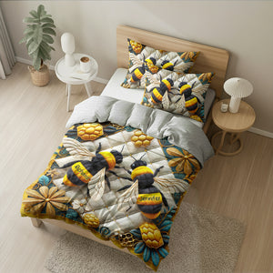 Personalized Gifts For Bee Lovers Quilt Bedding Set Special Line 03kaqn100125 Bee Couple Gifts - Blanket - GoDuckee