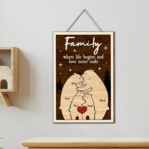 Personalized Gifts For Family Wood Sign Where Life Begins And Never Ends - Wood Signs - GoDuckee