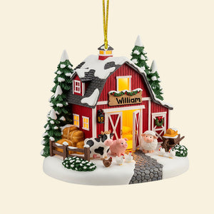 Red Barn Miniature House Acrylic Ornament Personalized Gifts For Farmer 06pgtn090825 - Ornament - GoDuckee