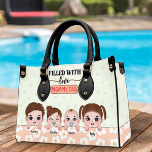 Filled With Love Mommy Bag-Personalized Leather Bag- Gift For Mom- Mom Leather Bag - Leather Bag - GoDuckee