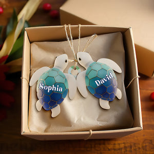 Ocean Turtle Ornament - Personalized Gifts For Couples 07NALU241025 - Ornament - GoDuckee