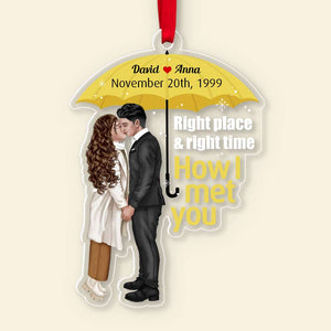 How They Met each other at right place and right time, Personalized Christmas Ornament for Movie Couples , 08htdt211123pa - Ornament - GoDuckee