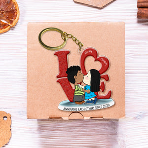 Personalized Gifts For Couple Keychain 04ohqn070125hg Couple Kissing - Keychains - GoDuckee