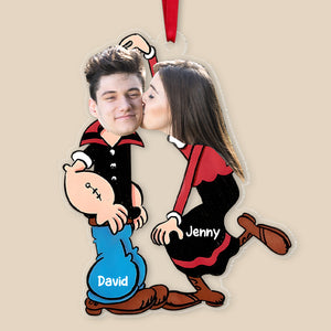 Custom Photo Kissing Couple 01KATN171123 Ornament, Christmas Ornament, Couple Gifts - Ornament - GoDuckee