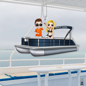 Customized Pontoon Adventure, Personalized Car Ornament, Gifts For Water Lovers, Gifts For Pontoon Lovers - Ornament - GoDuckee