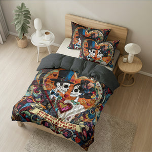 Personalized Gift For Couple Quilt Bedding Set Special Line Skull Couple 03KAMH150125 - Blanket - GoDuckee