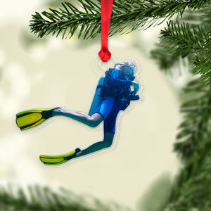 Personalized Diving Ornament, Custom Photo Acrylic Ornament, Christmas Gift For Scuba Diving Lover - Ornament - GoDuckee