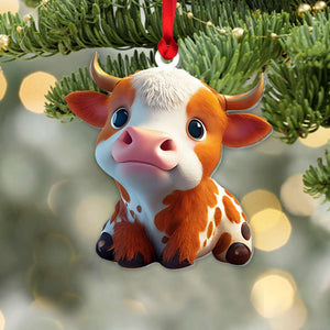 Gift For Cow Lover, Personalized Ornament, Cute Little Cows Collection Ornament, Christmas Gift 02NAHN160823 - Ornament - GoDuckee