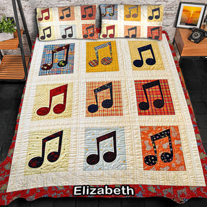 Personalized Gift For Music Lovers Quilt Bedding Set Charming Musical Notes 02QNQN311224 - Blanket - GoDuckee