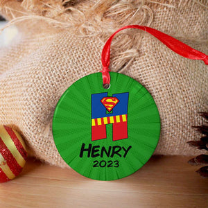 Gift For Kids, Personalized Ceramic Ornament, Super Letter Kids Name Ornament, Christmas Gift 05NAHN261023HH - Ornament - GoDuckee