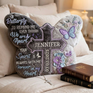 Heaven Butterfly Shaped Pillow, Personalized Keepsake To Remember Loved One 03qhlu191225 - Pillow - GoDuckee
