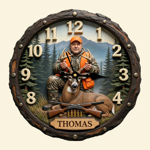 Best Hunting Acrylic Wall Clock Personalized Gifts For Hunters 01HUTN250326 - Hanging Wall Clock - GoDuckee