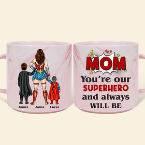 Personalized Gifts For Mom Marble Mug 06natn210325pa You're Our Superhero And Always Will Be - Marble Mug - GoDuckee