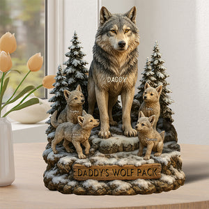 Wolf Dad Plaque - Personalized Gifts For Dad 01xqqn160425 - Shaped Plaques - GoDuckee
