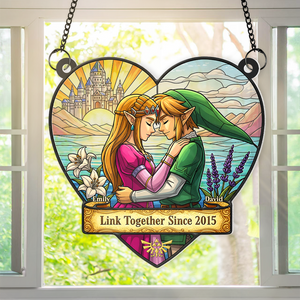 Couple Link Window Hanging Suncatcher Ornament - Personalized Gifts For Couple 02napu110625 - Ornament - GoDuckee