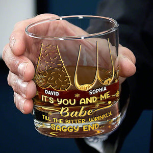 Cheeky Old Couple Drinking Glass - Personalized Gifts For Couples 02NALU181025 - Whiskey Glass - GoDuckee