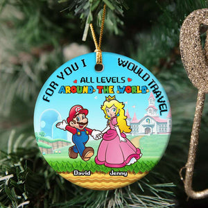 For You I Would Travel, Couple Gift, Personalized Ceramic Ornament, Gamer Couple Ornament, Christmas Gift 02NAHN130923 - Ornament - GoDuckee