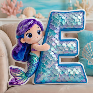 Mermaid Alphabet Pillow Personalized Gifts For Kids 03TGDT151225 - Pillow - GoDuckee