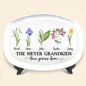 Love Grows Here, Personalized Resin Plate, Gift For Grandma - Resin Plate - GoDuckee