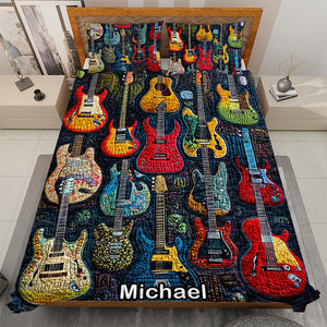 Personalized Gifts For Guitar Lovers Quilt Bedding Set Special Line Acoustic Vibe 08QNQN301224 - Blanket - GoDuckee
