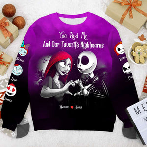 You And Me And Our Favorite Nightmares, Couple Gifts, Personalized Shirt, Horror Kids Shirt, Halloween Gift 01OHHN230923 - AOP Products - GoDuckee