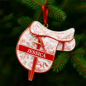 Equestrian Saddle Ornament - Personalized Christmas Gift For Horse Riding Lovers 03PGLU221025 - Ornament - GoDuckee