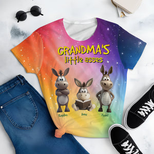 Personalized Gift For Grandma Shirt, Adorable Little Donkeys 01NALU190325 - AOP Products - GoDuckee